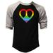 Men s Rainbow Peace Love Symbol F207 Black/Gray Raglan Baseball T-Shirt Small