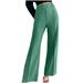 Hfyihgf Womens Stretch Dress Pants Front Seam Casual Slacks Pants Elegant Straight Wide Leg High Waist Suit Trousers for Office Work Business(Green S)