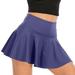 Dianli Skirts for Women Solid Mini Summer Skirt Evening Fashion Casual Loose High Waist Pleated Pocket Tennis Skirt Blue XL