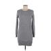BB Dakota Casual Dress - Sweater Dress Crew Neck Long sleeves: Gray Marled Dresses - Women's Size X-Small