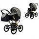 BabyLux Margaret Gold 2 in 1 Baby Travel System Pram Stroller Adjustable Detachable Rain Cover Footmuff Newborn to Baby Bearing Wheels Gold Grille