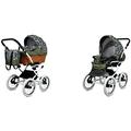 BabyLux ALU 2in1 Stroller for Toddlers – Pushchairs & Prams – Baby Stroller Pushchair for Newborn and Toddler – Baby Newborn Pram – 59x105x125cm – Max 15kg – Olive Star White Frame