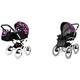 BabyLux Margaret White 2 in 1 Baby Travel System Pram Stroller Adjustable Detachable Rain Cover Footmuff Newborn to Baby Bearing Wheels Bouquets Peony On Black