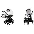 BabyLux Axel 2 in 1 Baby Travel System Pram Stroller Adjustable Detachable Rain Cover Footmuff Newborn to Baby Polyurethane Foam Tire White Black Frame