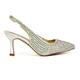 Womens Diamante Bridal Shoes Ladies Slingback Point Toe Low Heel Wedding Party Ivory Court Shoes Size 7