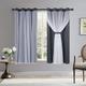 BONZER Grey Blackout Curtains with White Sheer Voile Double-Layered Mix and Match Curtains Grommet Curtains for Bedroom, Grey, 52x63 Inch, Set of 2 Panels