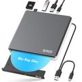 External Blu-Ray Drive USB 3.0 & Type-C Blu Ray CD DVD Drive Burner with SD/TF & 2 USB, Slim Bluray Writer Drive for Laptop MacBook Pro/Air iMac PC Apple Windows 11/10