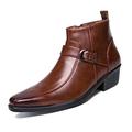 Men's Ankle High Square Toe Casual Chelsea Dress Boots (Brown,6)