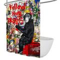 CIHCOHOME Follow Your Dreams Shower Curtain Banksy Street Art Bathroom Decorate Monkey Graffiti Pattern Waterproof Soft Lightweight Shower Curtain W180xL180cm