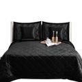 CHARKHAH 5 Piece Crushed Velvet Quilted Bedspread Bedding Sets Ultra Soft Large Throw Comforter Blanket for King Size Bed with 2 Matching Pillow Covers and Cushion Protectors (King, Black)