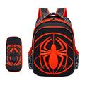 MODRYER Children's Spider Man Backpack School bags with Pencil Cases Superhero Boys Waterproof Bookbag Lightweight Rucksack for Elementary Primary Junior Students,Black A-Small
