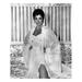 Portrait of Smiling Elizabeth Taylor Kneeling on Bed - Unframed Photograph Paper in Black/White Globe Photos Entertainment & Media | Wayfair