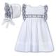 Sarah Louise Girls White Smocked Dress & Bonnet - 12 Months