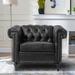 Chesterfield Chair - Darby Home Co Maxille 39" Wide Tufted Chesterfield Chair Faux Leather/Wood/Fabric in Black | 29.5 H x 39 W x 32.7 D in | Wayfair