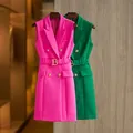 Mini robe blazer droite sans manches pour femmes avec Blet irrégulière vente en gros 7 couleurs