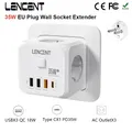 LENCENT prise ue multiprise prise murale avec 3 AC + 3 USB QC 18W + 1 Type C PD 35W adaptateur de chargeur rapide prise 7 en 1 interrupteur marche/arrêt