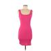 Shein Casual Dress - Bodycon Scoop Neck Sleeveless: Pink Print Dresses - Women's Size 6