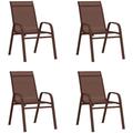 Lot de 4 Chaises de jardin empilables - Chaises d'extérieur pour terrasse/jardin Marron Tissu