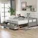 Twin Size Wooden Daybed with Trundle Bed and Two Storage Drawers,Sofa Bed,Extendable Bed