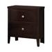 Con 26 Inch Modern 2 Drawer Nightstand, Silver Knobs, Cappuccino Brown