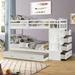 Solid Wood Bunk Bed, Hardwood Twin Over Twin Bunk Bed with Trundle and Staircase