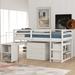 ersatility galore Stable Low Study Twin Loft Bed with Rolling Portable Desk and Cabinet