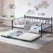 Full Size Multiple Functions Metal Frame Daybed with Portable Folding Trundle,Twin Size Adjustable Trundle