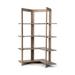 HomeRoots 72" Brown Distressed Solid Wood Four Tier Corner Bookcase - 35" W x 57" D x 72" H