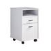 25 Inch Modern Rolling File Cabinet, 2 Drawer, Shelf, Wheel Base, White