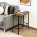 Steel Frame Narrow End Table with Rustic Wood Grain and Stable