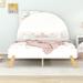 Wooden Cute Platform Bed With Curved Headboard ,Full Size Bed With Shelf Behind Headboard