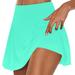 ZQGJB Tennis Skirts for Women Pleated High Waisted Golf Athletic Summer Mini Skorts with Shorts Pockets for Running Casual Solid Color Yoga Fake Two Piece Trouser Skirt Mint Green M