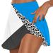 ZQGJB Womenâ€™s Tennis Golf Skirts with Shorts Pockets Leopard Color Block Print Summer High Waisted Sports Athletic Skorts Fake Two Piece Flowy Skirt Light Blue XXL