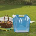 Outdoor Folding Water Bag Carrier 5 Liters Portable Emergency Water Jug for Camping Hiking Travel Large Screw Cap Closure 12.8x11.8inch Light Blue