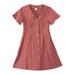 APEXFWDT Family Matching Outfits Mommy and Me Dresses Short Sleeve V-Neck Ruffle Clothes Casual Button Dress Summer Outfits