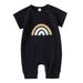 Toddler Boys Girls Short Sleeve Romper Rainbow Prints Ribbed Summer Bodysuits Just One You by Baby Girl Jumpsuit