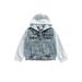 IZhansean Toddler Baby Boys Causal Jacket Outwear Long Sleeve Denim Patchwork Single Breasted Hooded Coat Gray 4-5 Years