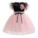 safuny Girls s Party Gown Birthday Dress Clearance Floral Feather Lovely Round Neck Sleeveless Holiday Comfy Fit Vintage Tiered Mesh Ruffle Hem Princess Dress Pink 2-10Y