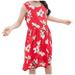 safuny Girls s A Line Dress Clearance Tropical Leaf Floral Plaid Lovely Princess Dress Sleeveless Comfy Fit Round Neck Pleated Swing Hem Holiday Vintage Red 3-15Y