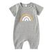 Toddler Boys Girls Short Sleeve Romper Rainbow Prints Ribbed Summer Bodysuits Just One You by Baby Girl Jumpsuit