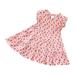 Loopsun Toddler Girl Dress Crew Neck Sleeveless Flower Printing Fashion Cute Ruffle Mini Dress Hot Pink