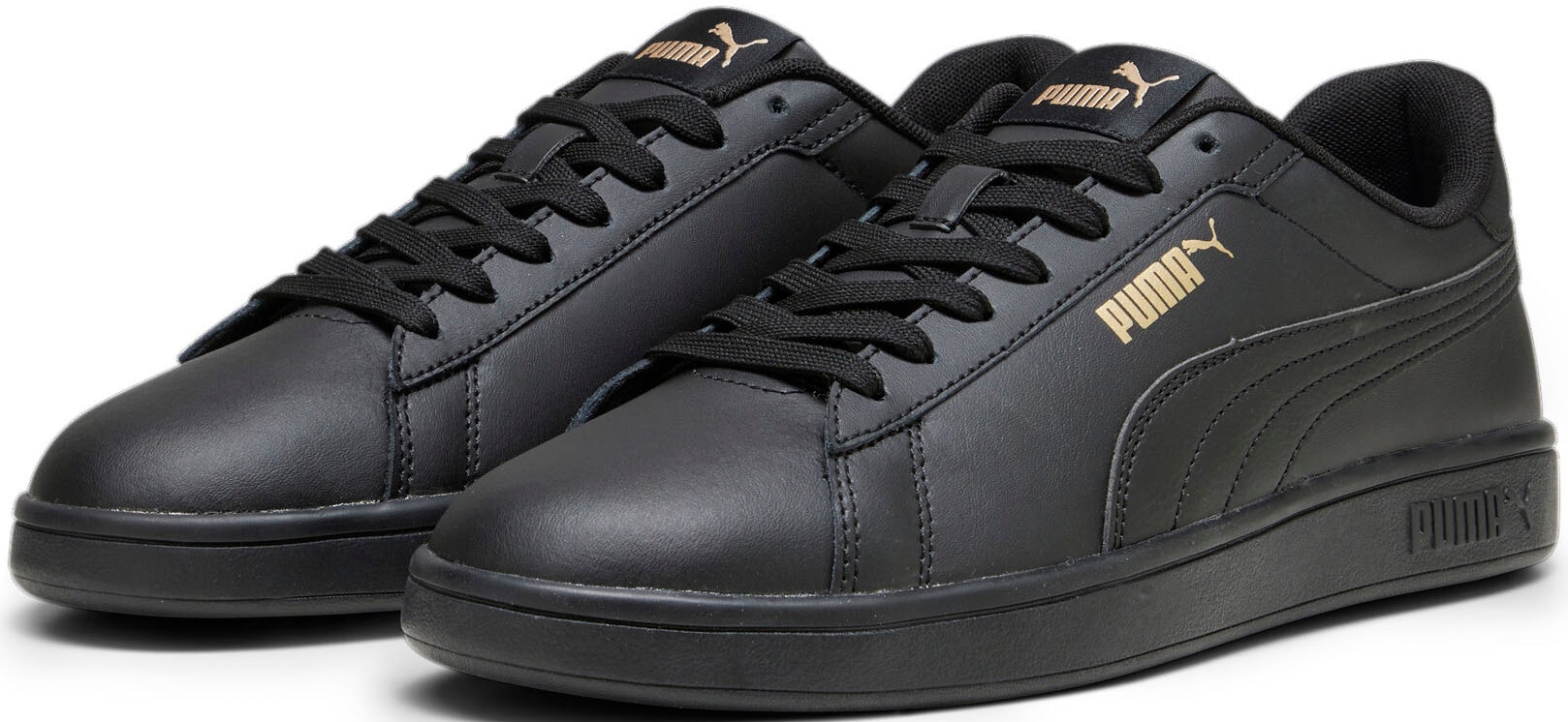 Sneaker PUMA "SMASH 3.0 L", Damen, Gr. 46, schwarz (puma schwarz, puma gold, puma schwarz), unifarben, Schuhe Sneaker