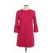 Zara Casual Dress - Shift Crew Neck 3/4 sleeves: Pink Solid Dresses - Women's Size X-Small