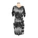 BCBGMAXAZRIA Casual Dress - Sheath Cowl Neck 3/4 sleeves: Black Dresses - Women's Size Small