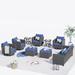 Red Barrel Studio® Devatt 9 Piece Rattan Sofa Seating Group w/ Cushions in Blue | 28.74 H x 76.77 W x 30.11 D in | Outdoor Furniture | Wayfair