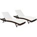 YUKOOL All-weather Wicker Patio Lounge Chaise with Removable Thick Cushion Lounge Chair with 5-position Adjustable Backrest Set of 2 White