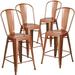 Flash Furniture 4 Pack 24 High Metal Indoor-Outdoor Counter Height Stool with Back Copper