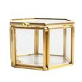 Box Retro Glass Jewelry Box Gold Geometric Terrarium Box for Plant Jewelry - Golden 8 x 6..5 cm