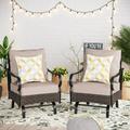 Phi Villa Patio Dining Swivel Chairs Set of 2/4 Framed E-Coating Steel and Rattan with Deep-seating and Back Cushions Rocking Chairs Set of 2