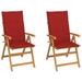 Dcenta Patio Chairs 2 pcs with Red Cushions Solid Teak Wood